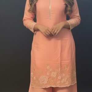 Modern Peach Embroidered Palazzo Set