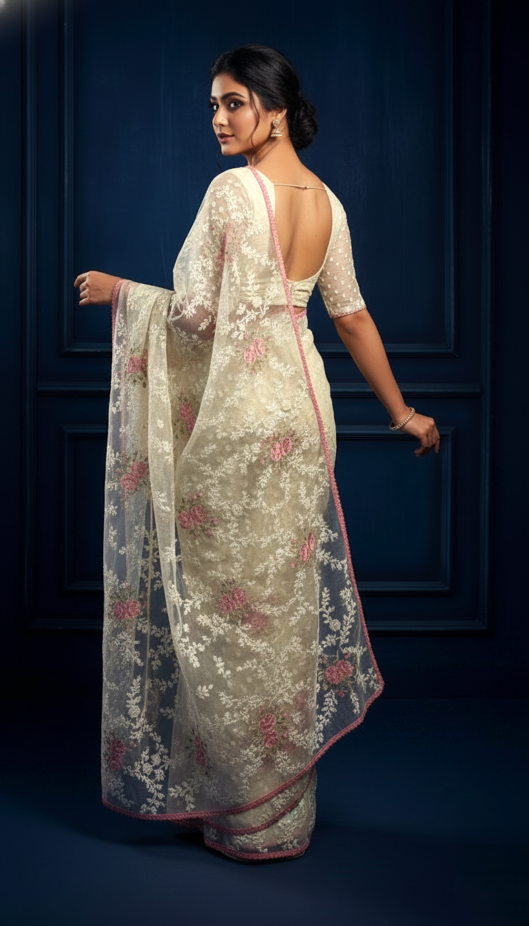 Ivory Pearl Fusion Jamdani - Image 3