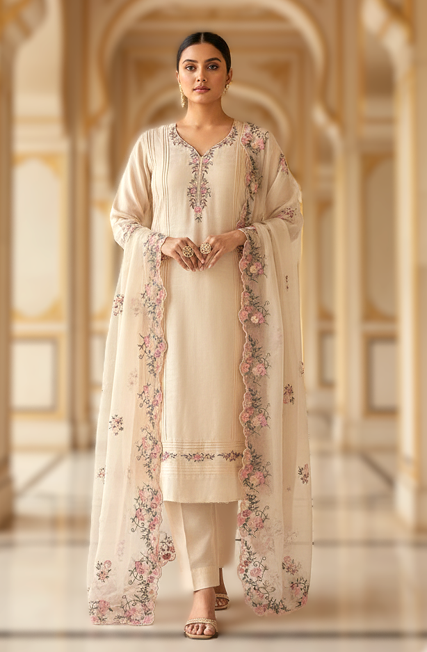 Ivory Meadows Silk-Linen Suite