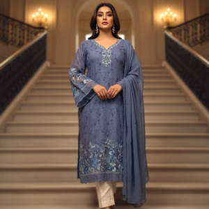 Indigo Twilight Chikan-Muslin Suite