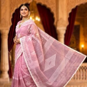 Lavender Orchid Jamdani-Muslin Fusion