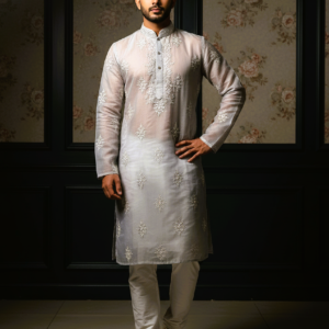 Ice Blue Celestial Muslin Panjabi