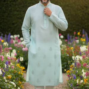Seafoam Serenity Muslin Panjabi