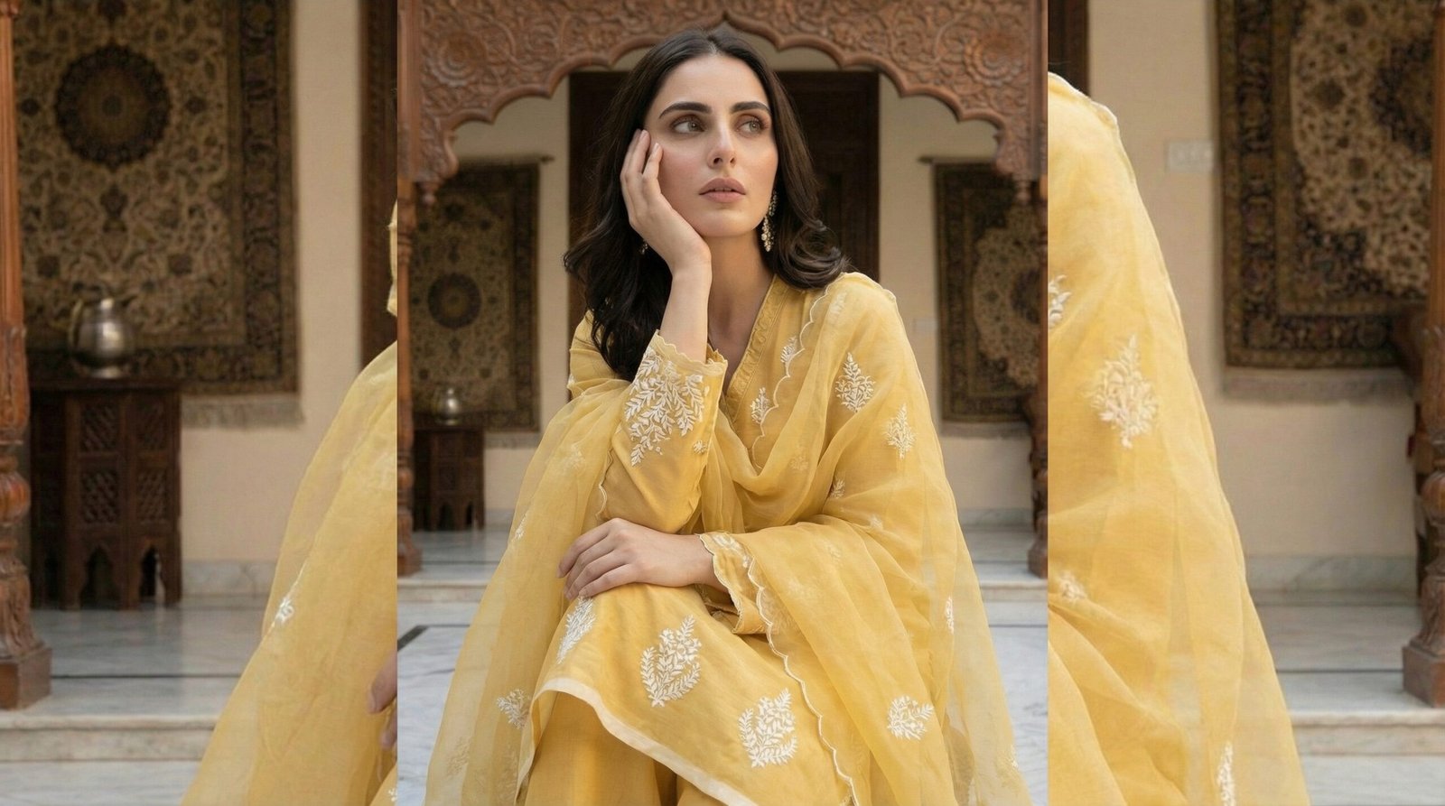 Golden Aura – Premium Muslin and Cotton Ensemble - Image 3