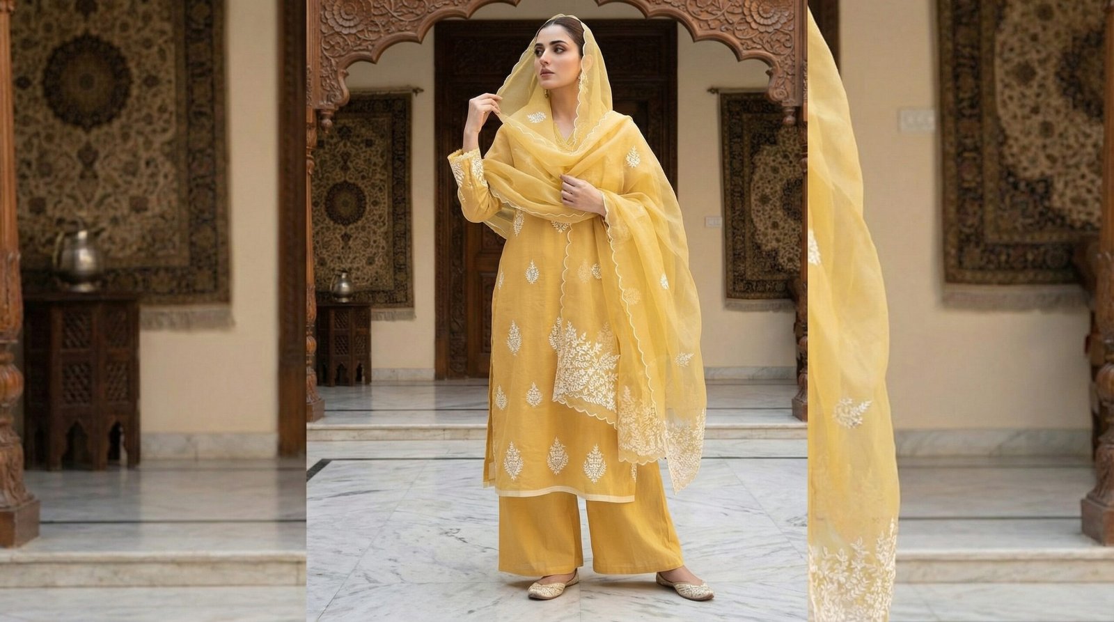 Golden Aura – Premium Muslin and Cotton Ensemble