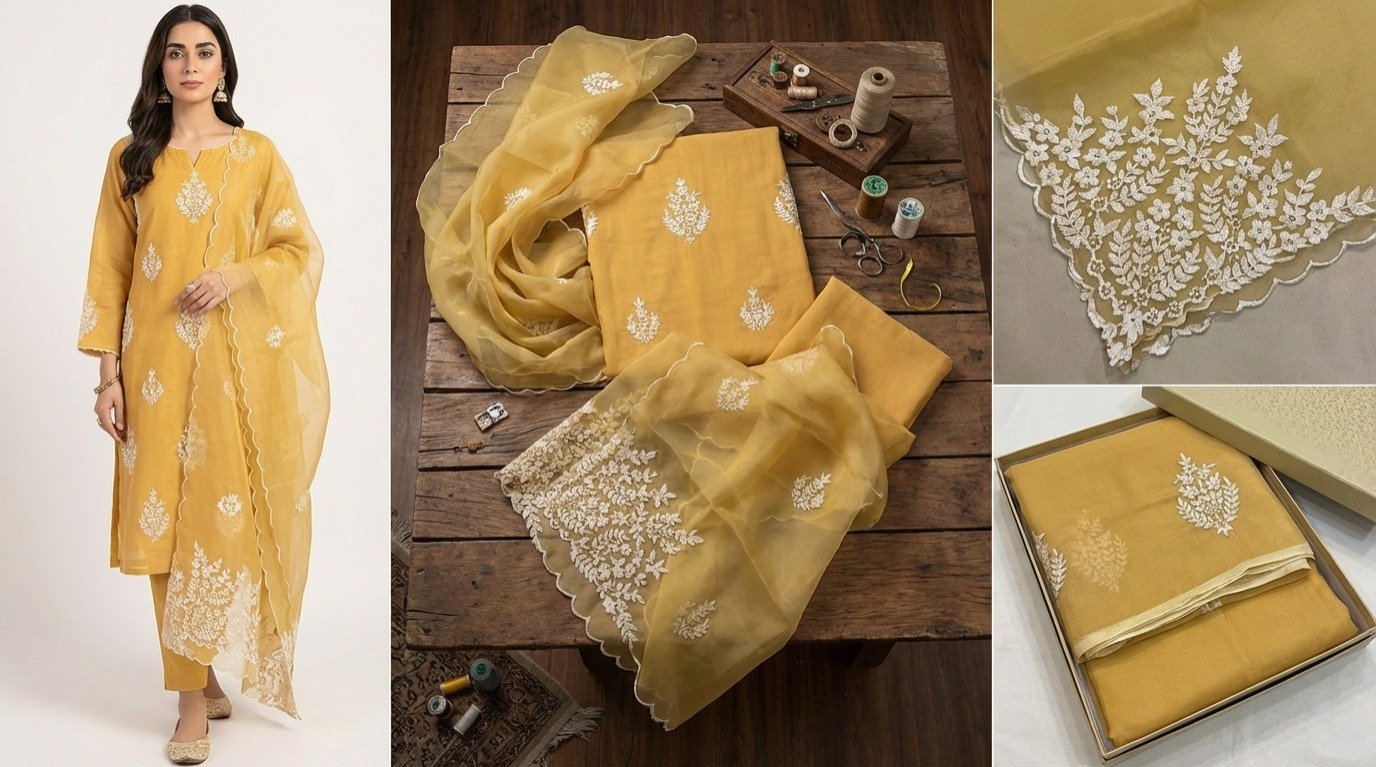 Golden Aura – Premium Muslin and Cotton Ensemble - Image 5